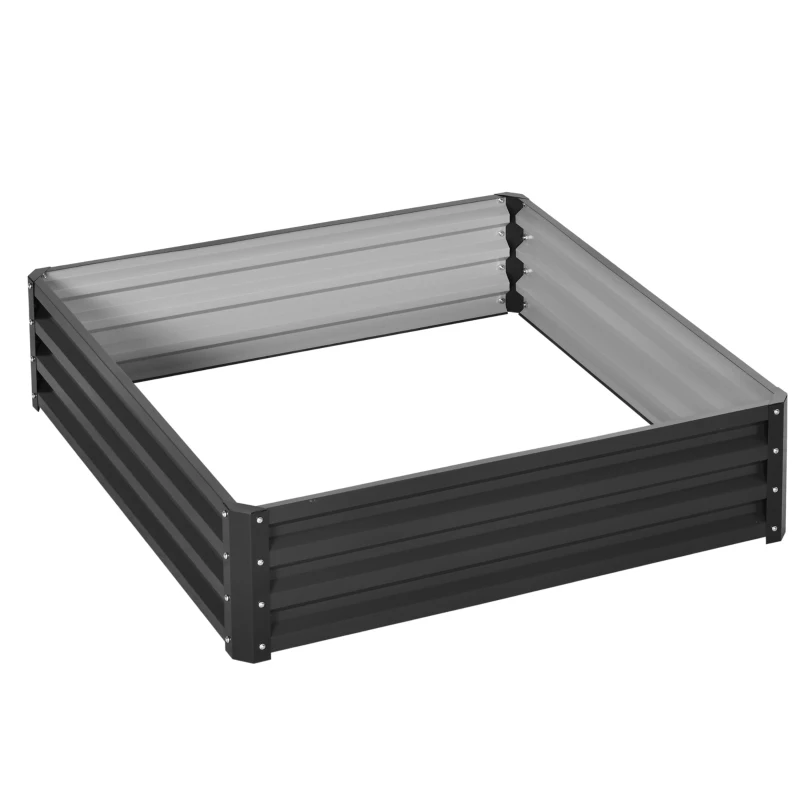 Best 432L Square Raised Garden Bed Box with Weatherized Steel Frame for Vegetables, Flowers and Herbs, 120 x 120 x 30cm, Grey
