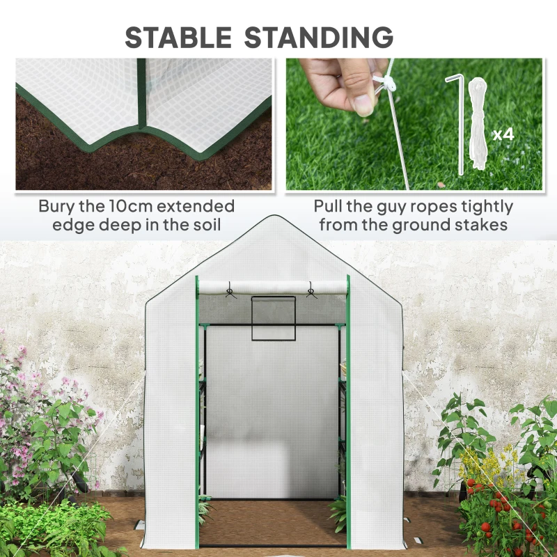 Best 143 x 140cm Walk-In Greenhouse, with Accessories - White - Image 7