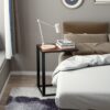 Best C-Shaped Side Table, Sofa End Table with Metal Frame, Accent Couch Table for Living room, Bedroom, Walnut and Black - Image 10
