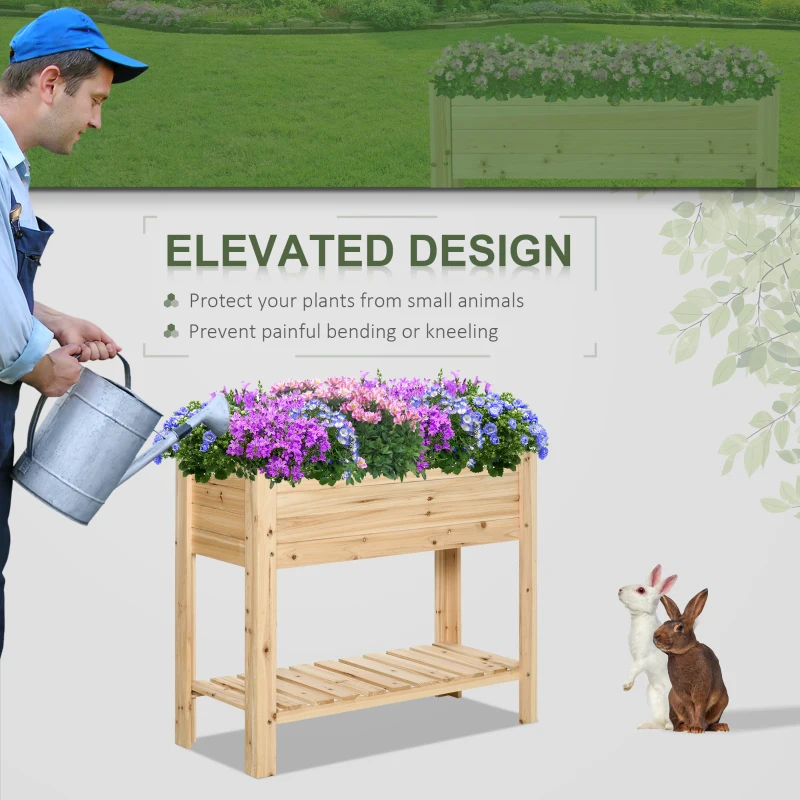 Best Wooden Raised Plant Stand Outdoor Flower Bed Box with Clapboard 100 x 40 x 84cm - Image 6