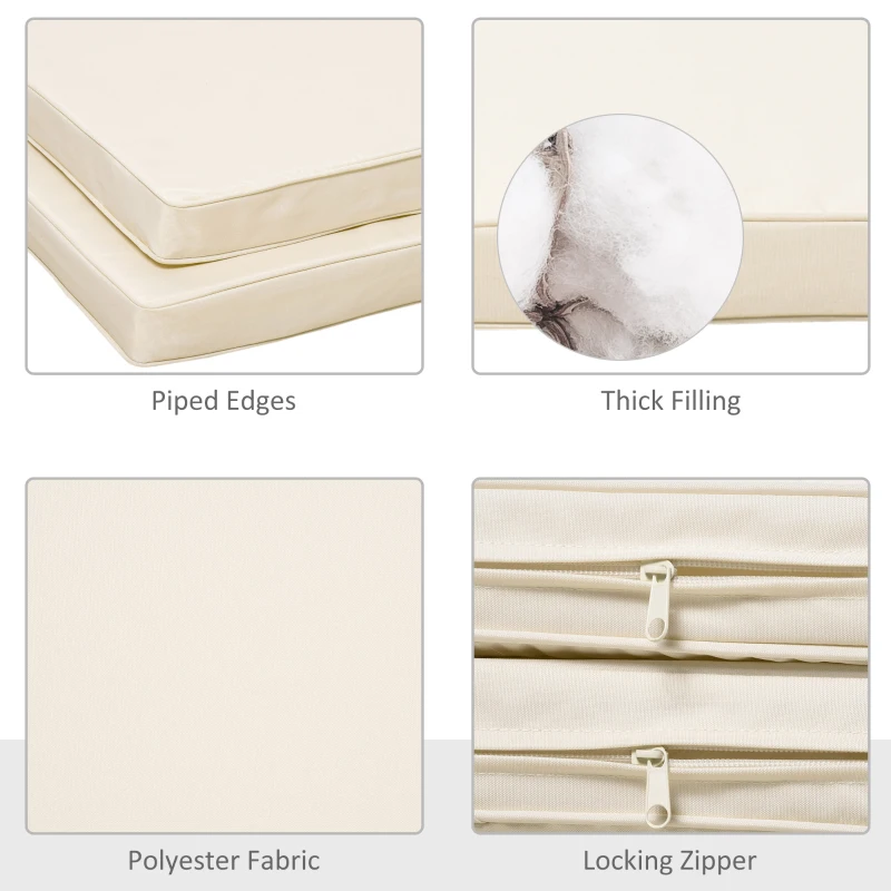 Best Set of 2 Garden Chair Cushions with Ties, 45 x 45 cm Replacement Cushions for Outdoor Furniture, Cream White - Image 4