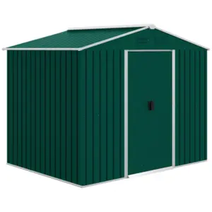 Best 7.7 x 5.7ft Metal Garden Shed with Ventilation Slots and Sliding Doors, Galvanised Outdoor Tool Storage House, Green