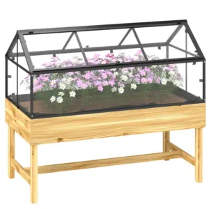 Best 60 x 120cm Raised Garden Bed with Wooden Base - Natural