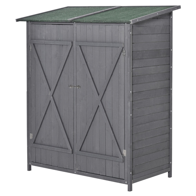 Best 139 x 75 Fir Wood Garden Shed, with Asphalt Roof - Grey - Image 11