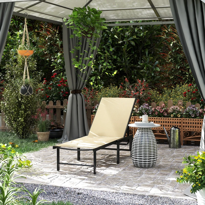 Best Reclining Sun Lounger - Khaki - Image 2