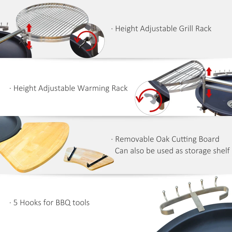 Best Round BBQ Grill W/Cutting Board-Black - Image 5