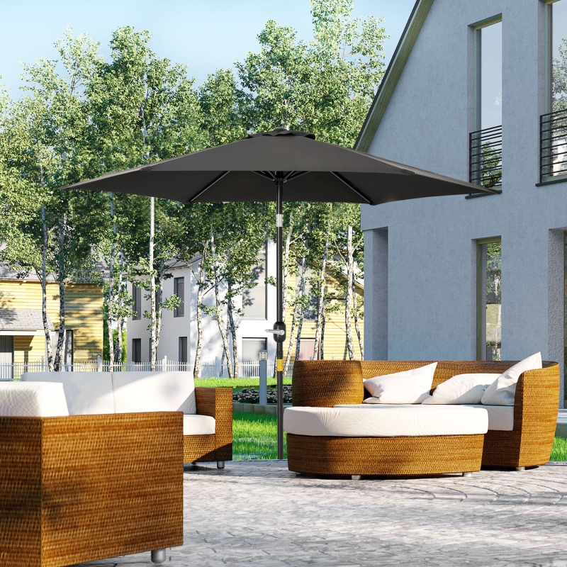 Best 2.6M Garden Parasol Umbrella with Tilt and Crank, Outdoor Sun Parasol Sunshade Shelter with Aluminium Frame, Black - Image 11