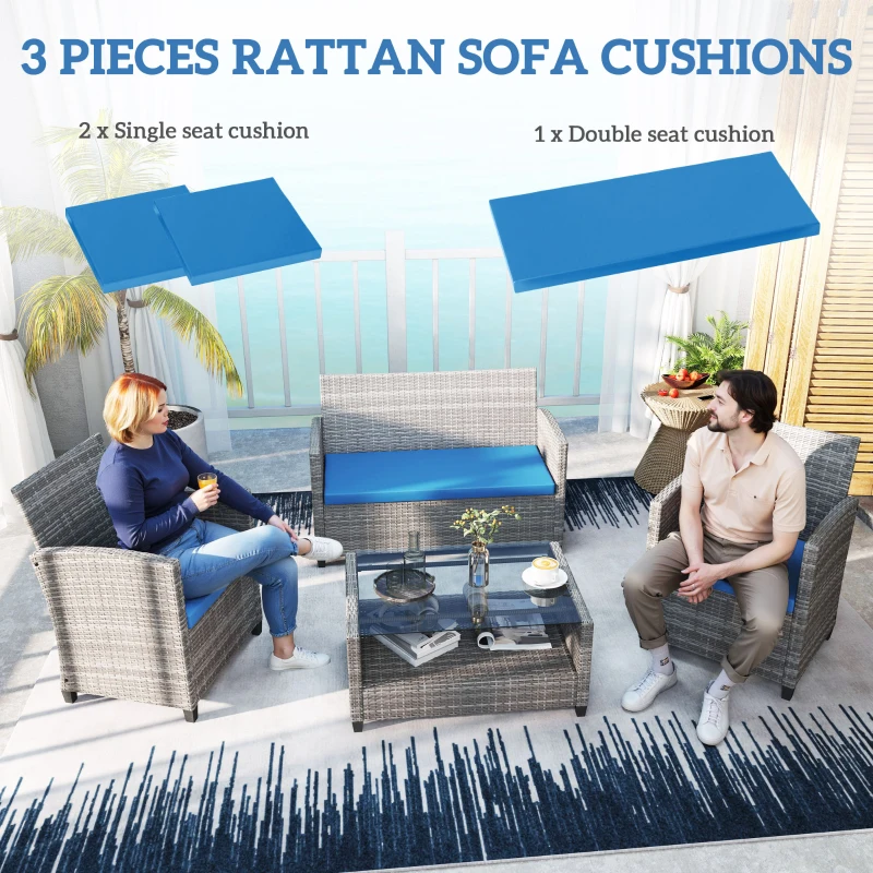 Best Outdoor Seat Cushion Pads for Rattan Furniture, 3 PCs Garden Furniture Cushions, Sky Blue - Image 4