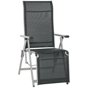Best Outdoor Sun Lounger 10-Position Adjustable Texteline Folding Reclining Chairs with Footrest for Patio Garden, Black
