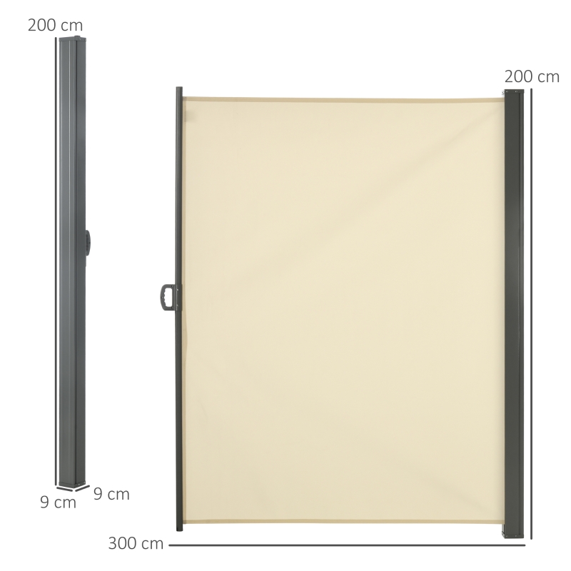 Best Retractable Sun Side Awning Screen Fence Patio Garden Wall Balcony Screening Panel Outdoor Blind Privacy Divider (3x2M, Cream) - Image 3