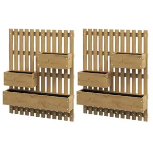 Best Set of 2 Wall-mounted Wooden Garden Planters with Trellis, Drainage Holes and Movable Planter Boxes, Wall Raised Garden Bed for Patio, Carbonised