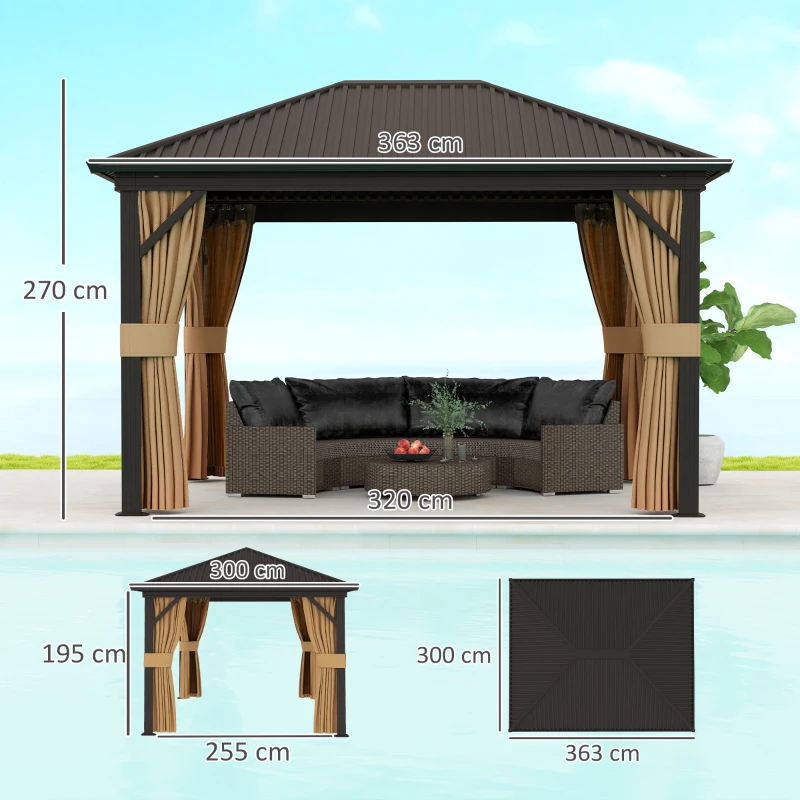 Best 3.6 x 3(m) Aluminium Frame Hardtop Gazebo, with Accessories - Image 3