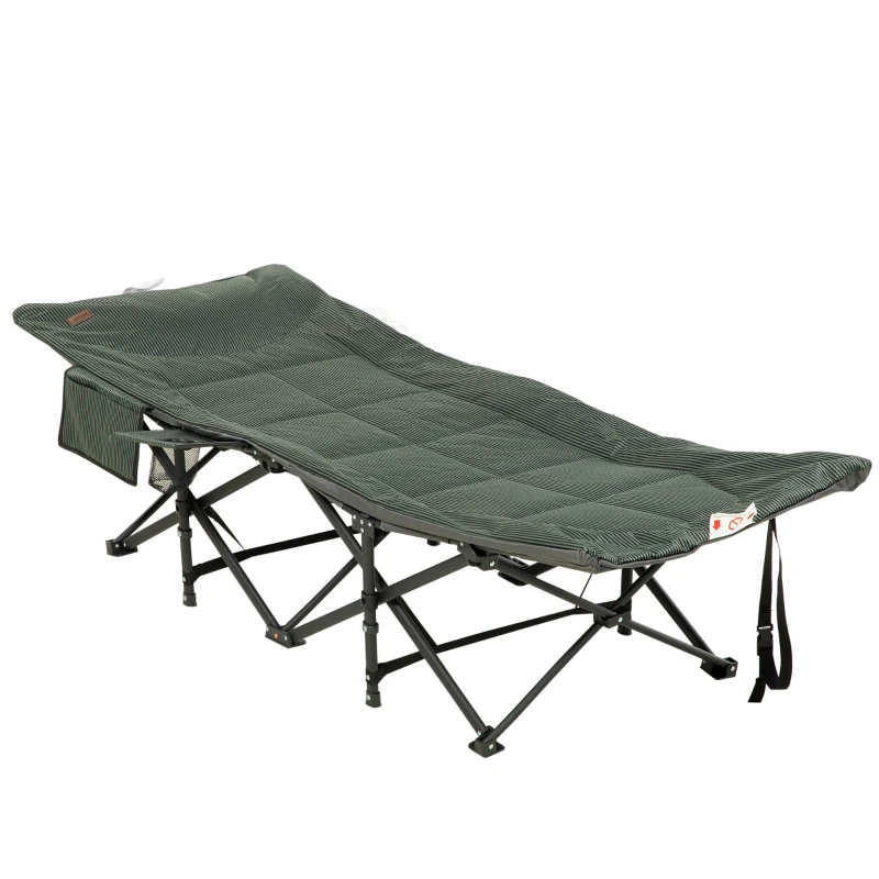 Best Foldable Sun Lounger, Padded Patio Camping Bed with Carry Bag, Magazine Bag and Cup Holder for Outdoor, Garden, Porch, Grey