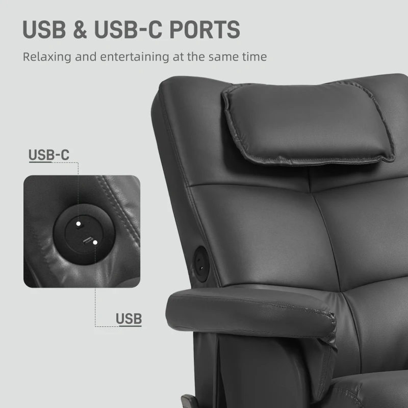 Best Faux Leather Massage Recliner Chair, with Storage Ottoman - Black - Image 7