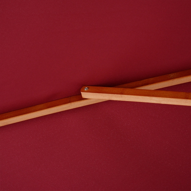 Best 3 x 3(M) Garden Parasol Umbrella Sunshade, Outdoor Wooden Parasol with Double Tier Canopy, Wine Red - Image 9