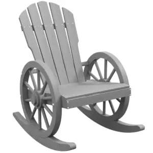 Best Wooden Adirondack Rocking Chair Reclining Armchair Outdoor Garden Furniture Patio Porch Rocker - Grey