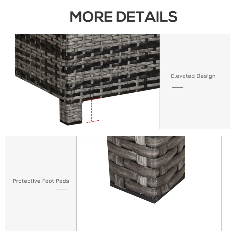 Best PE Rattan Garden Coffee Table, with Glass Table Top - Grey - Image 4