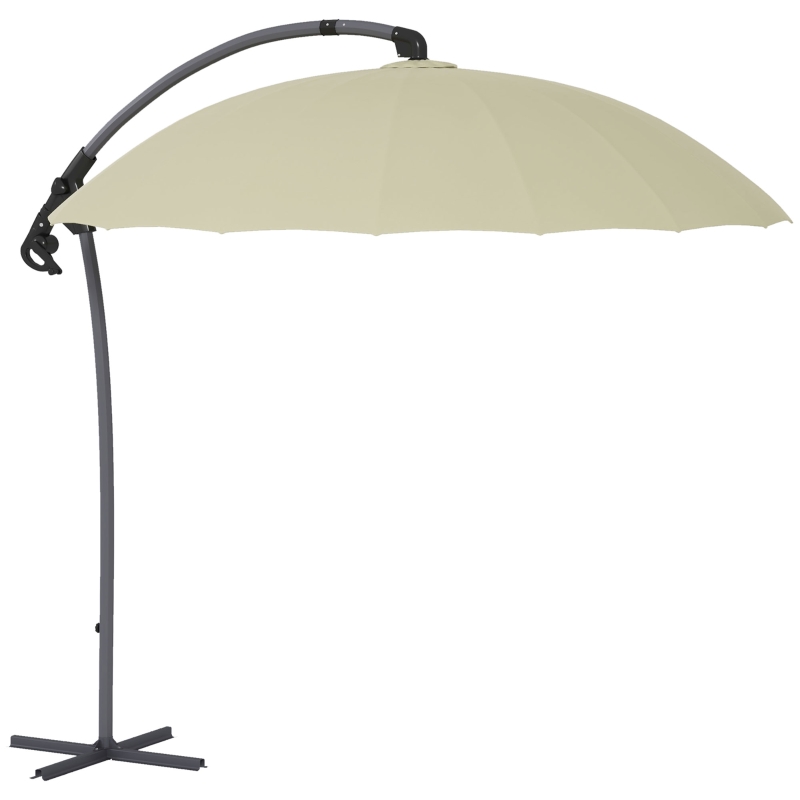 Best 2.7m Cantilever Parasol, with Cross Base - Beige - Image 11