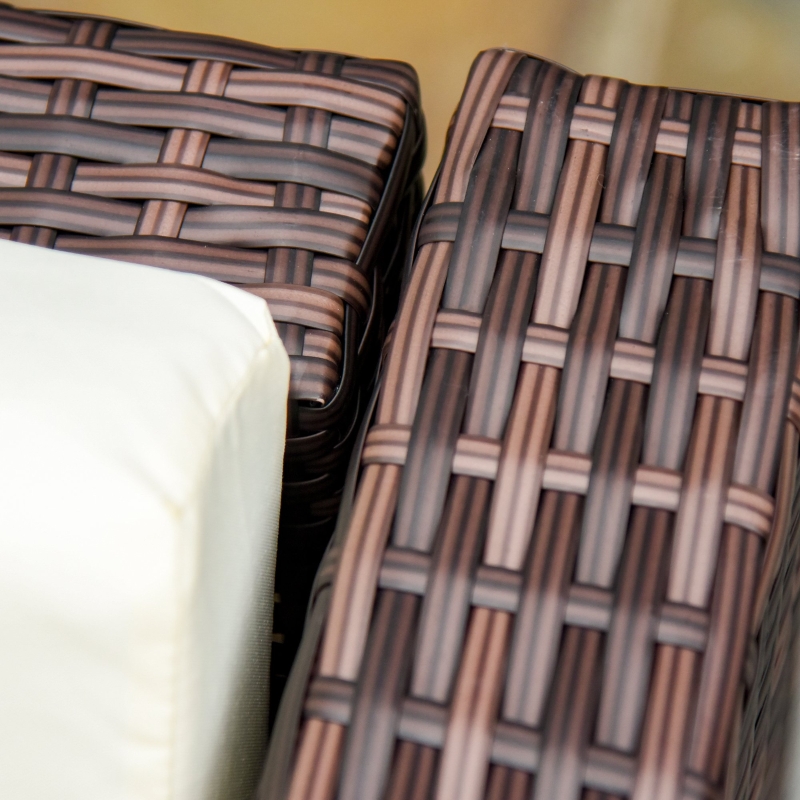 Best 4-Seater Rattan Sofa Set Garden Outdoor Sectional Sofa Coffee Table Combo Patio Furniture-Brown - Image 11