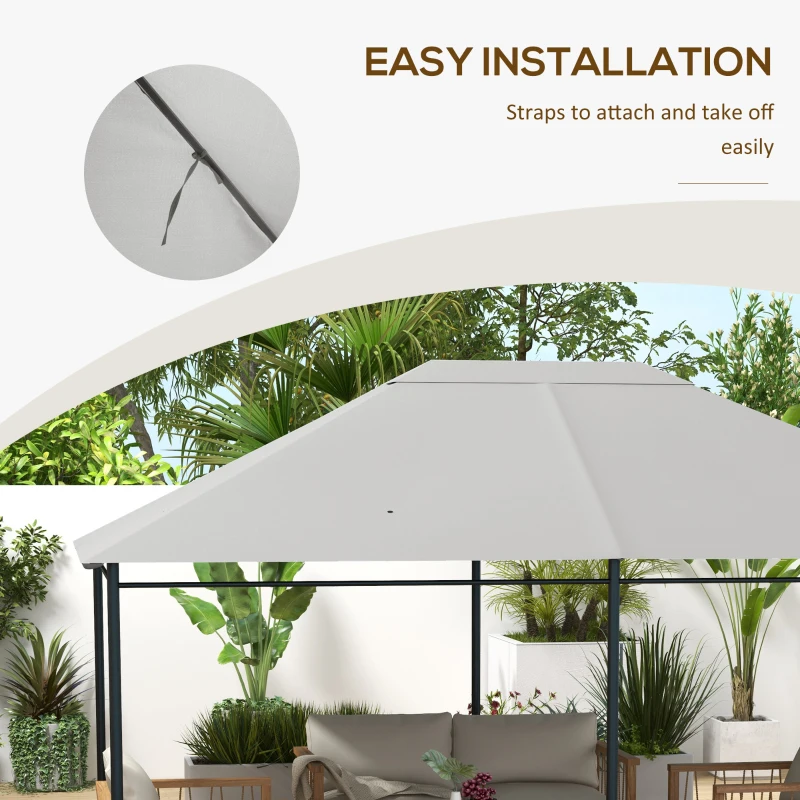 Best 3 x 4m Gazebo Canopy Replacement Cover, Gazebo Roof Replacement (TOP COVER ONLY), Light Grey - Image 6