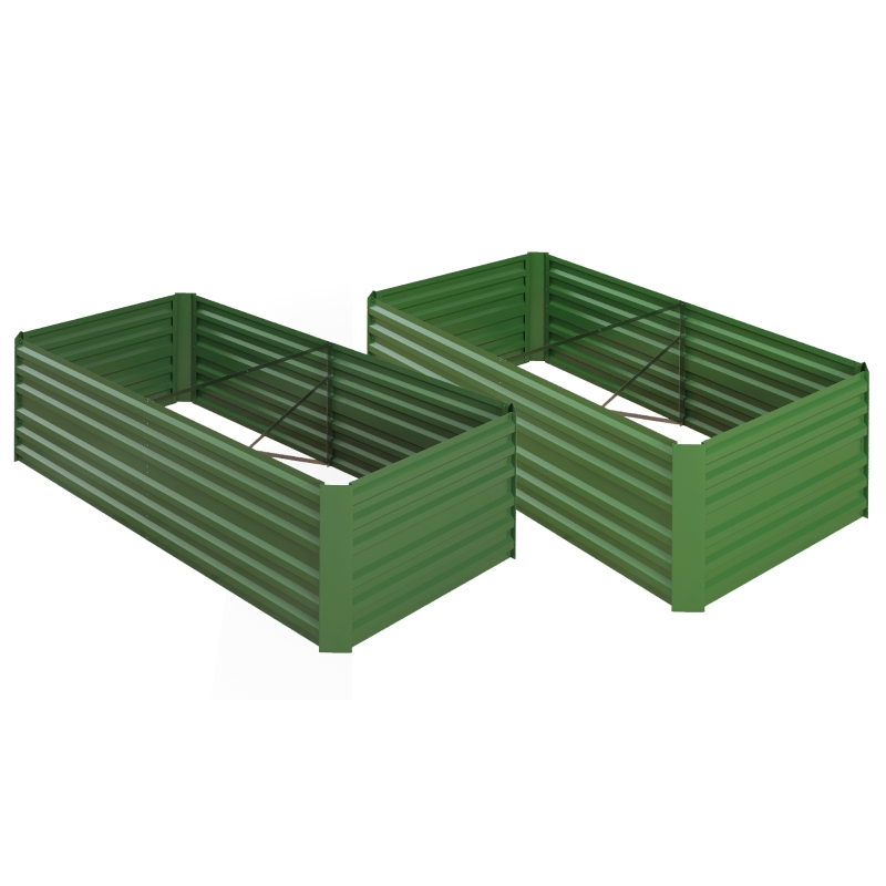 Best Set of 2 Raised Beds for Garden, Galvanised Steel Outdoor Planters with Multi-reinforced Rods for Vegetables, Plants, Flowers and Herbs, 180 x 90 x 59 cm, Green - Image 11