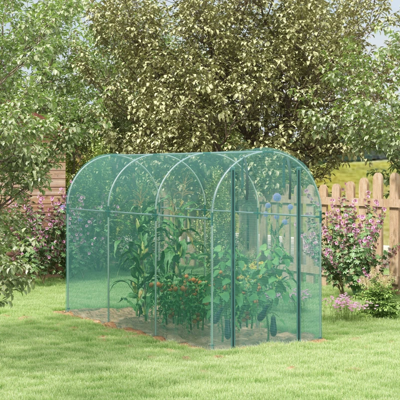 Best 360 x 120cm Galvanised Steel Fruit Cage, Plant Protection Tent with Zipped Door, Green - Image 2