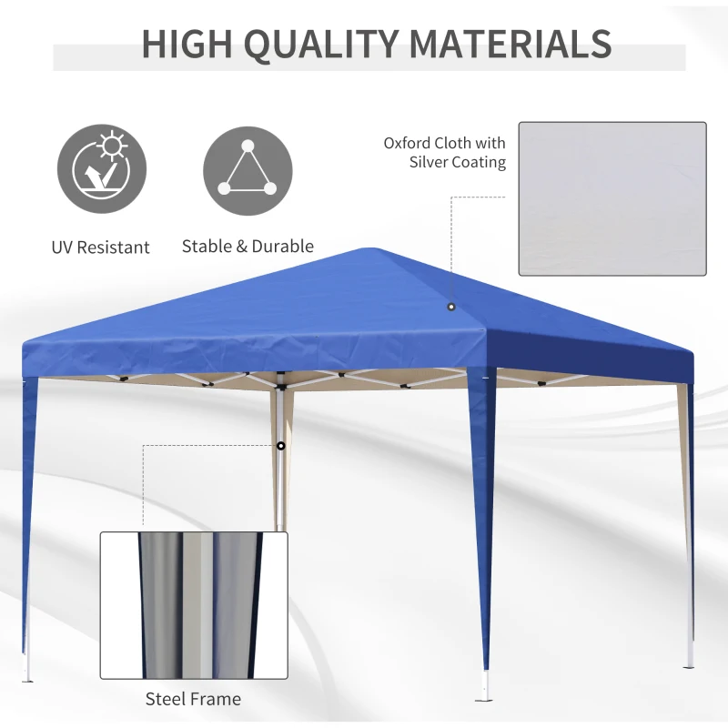 Best 3 x 3M Garden Pop Up Gazebo Height Adjustable Marquee Party Tent Wedding Canopy with Carrying Bag, Blue - Image 4