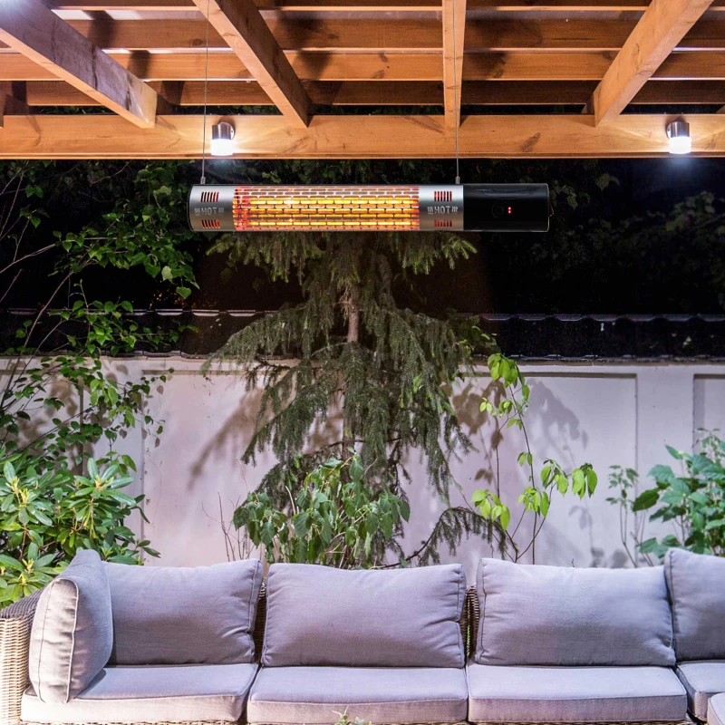 Best Outdoor Patio Garden Warmer 1500W Wall Mounted Electric Infrared Halogen Heater with Remote Control Black - Image 2