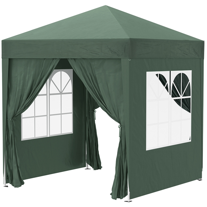 Best 2 x 2 m Garden Pop Up Gazebo, Wedding Party Tent Marquee, Water Resistant Awning Canopy with Sidewalls, Windows, Carry Bag, Green - Image 12