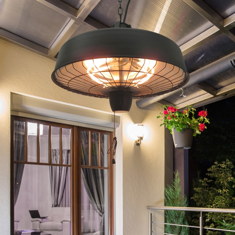 Best Adjustable Power 1000/2500W Infrared Halogen Electric Patio Light Heater, Ceiling Hanging Mount -Black - Image 10