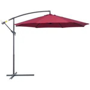 Best 3m Water Resistant Terylene Hanging Parasol Wine Red
