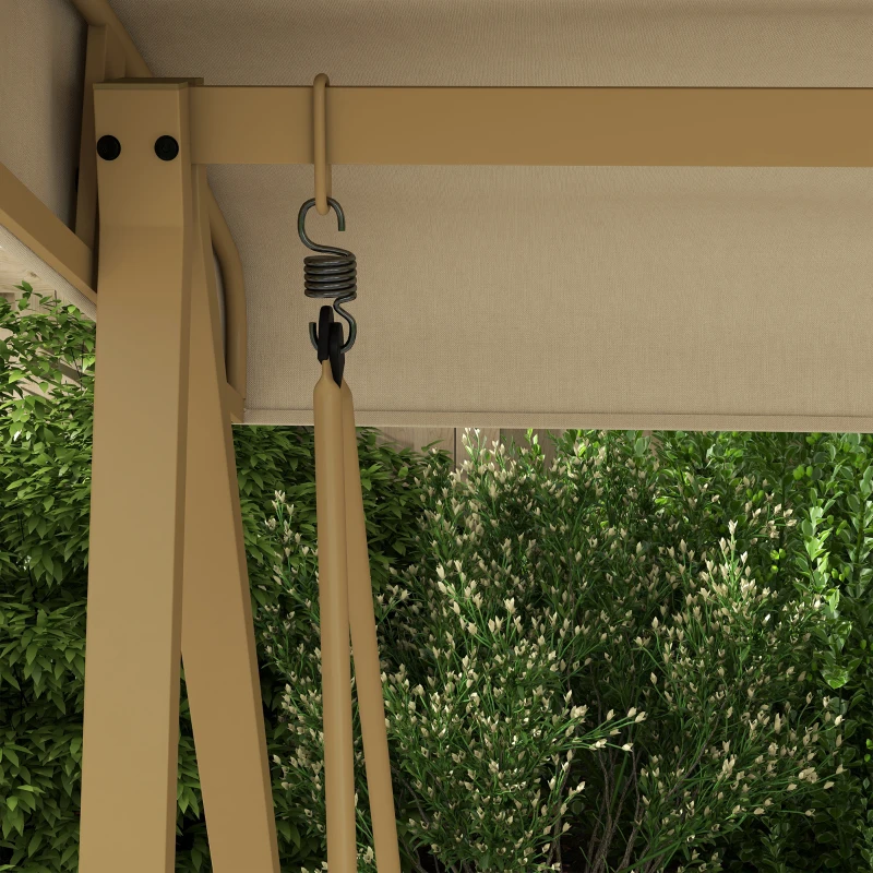 Best Three-Seat Garden Swing Chair, with Adjustable Canopy - Beige - Image 8
