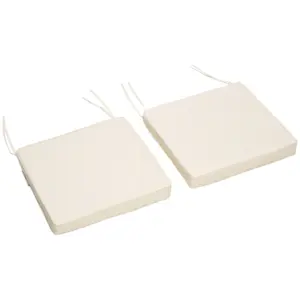 Best Set of 2 Garden Chair Cushions with Ties, 45 x 45 cm Replacement Cushions for Outdoor Furniture, Cream White