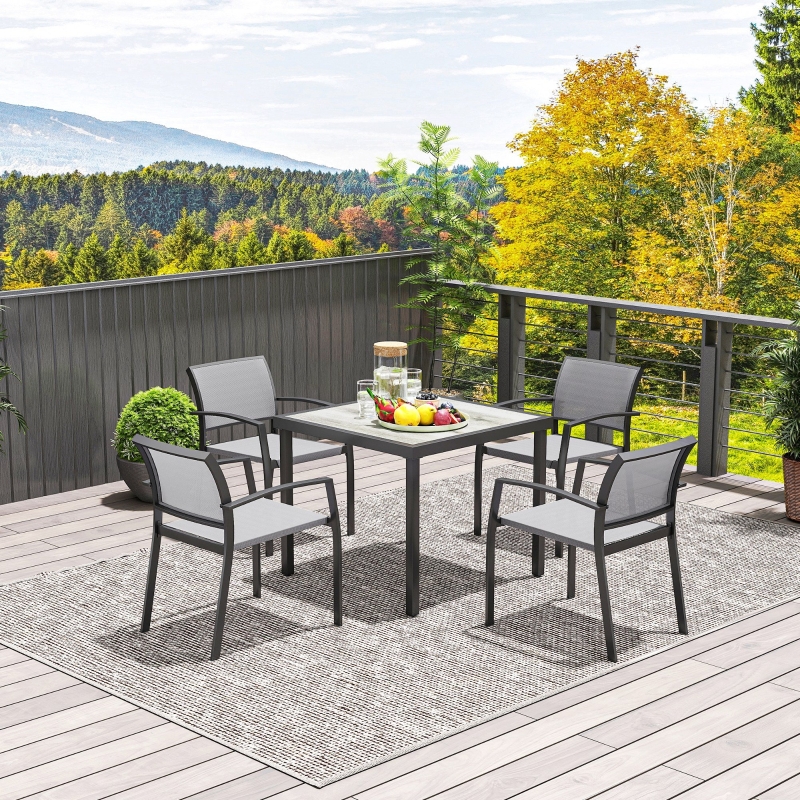 Best Five-Piece Outdoor Garden Dining Set - Grey - Image 9