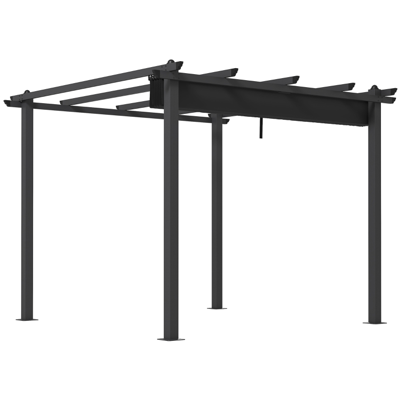 Best 3 x 3m Aluminium Pergola, with Retractable Roof - Dark Grey - Image 11