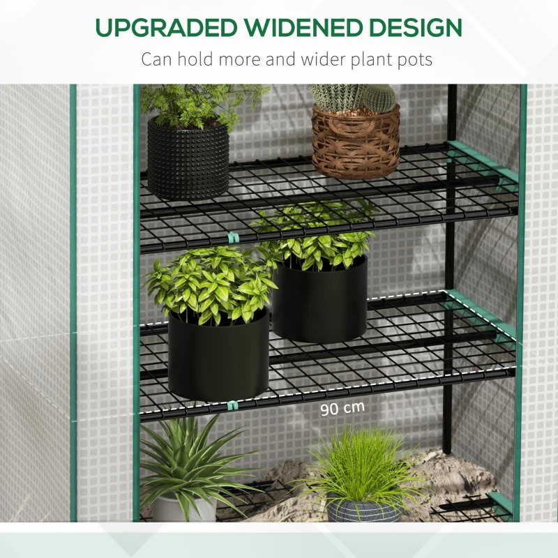 Best 5 Tier Widened Mini Greenhouse with Reinforced PE Cover, Portable Indoor Outdoor Green House with Roll-up Door and Wire Shelves, 193H x 90W x 49Dcm, White - Image 4