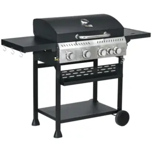 Best Five-Burner Steel Gas Grill, with Thermometer - Black