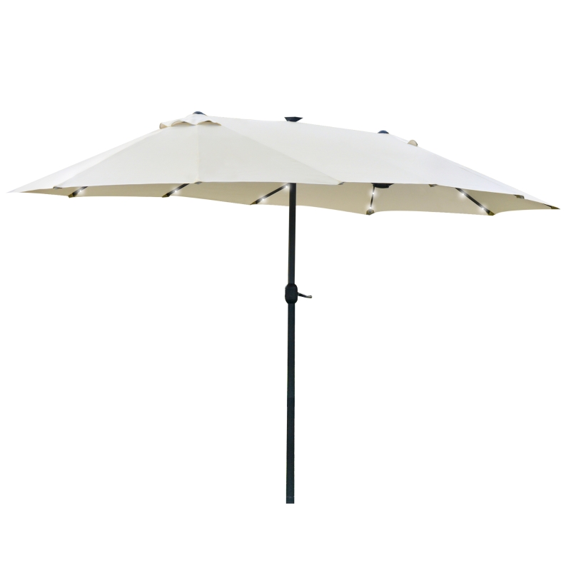 Best 4.4m Double-Sided Sun Umbrella Patio Parasol LED Solar Lights Cream White - Image 11