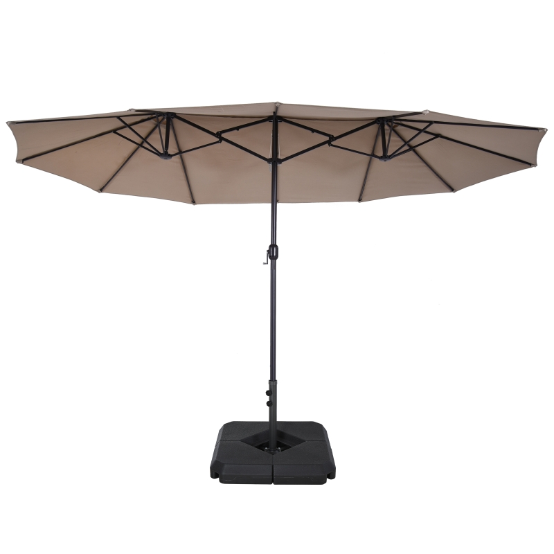 Best 4.6m Garden Parasol Double-Sided Sun Umbrella Patio Market Shelter Canopy Shade with Weight Base, Tan - Image 11