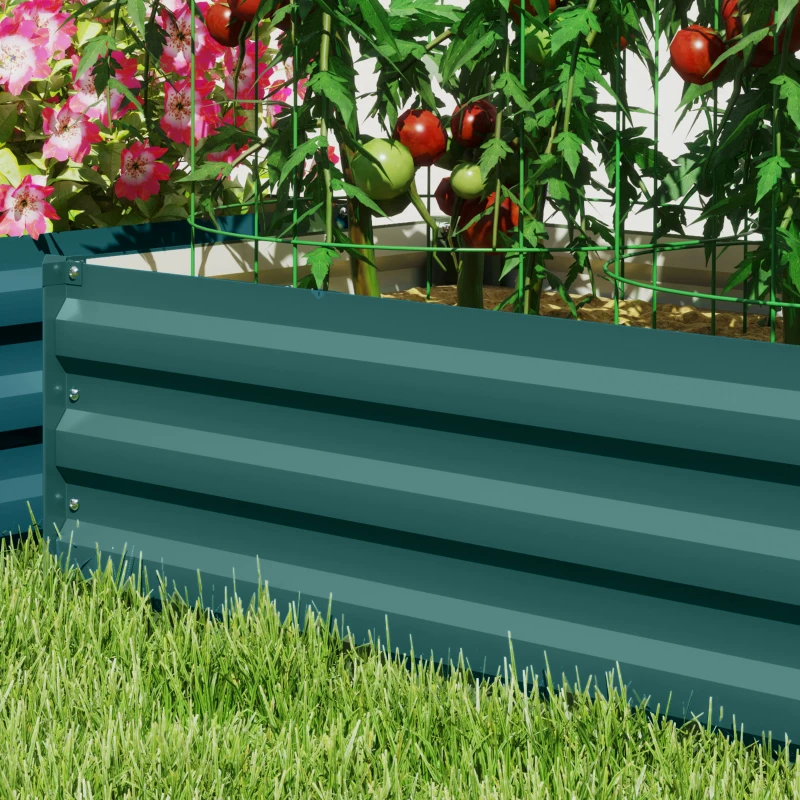 Best Set of Two 60 x 100cm Galvanised Steel Planters, Green - Image 8