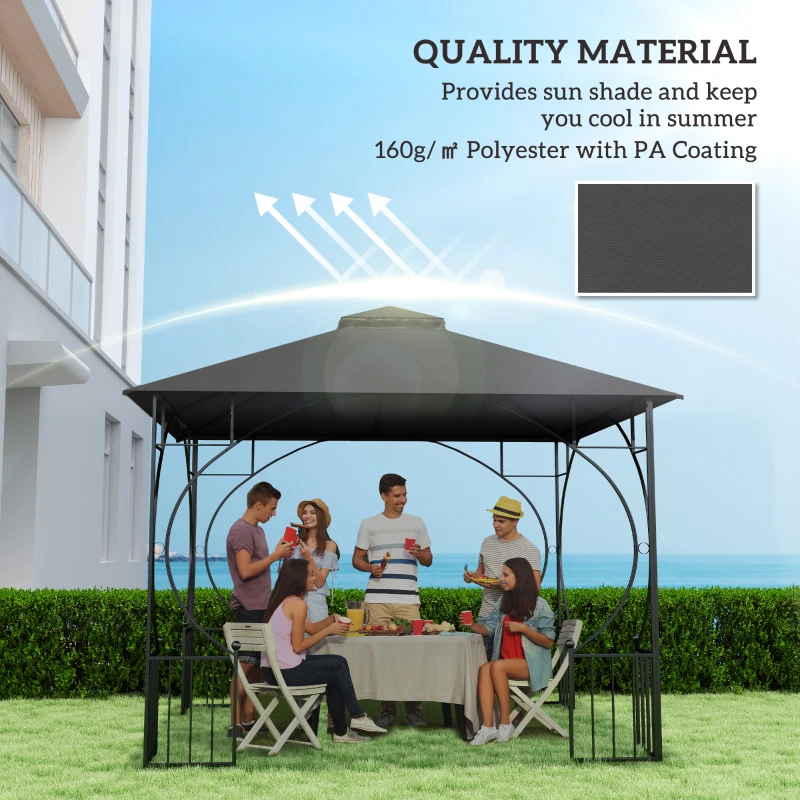 Best 3x3(m) Replacement Gazebo Canopy, Double Tier Roof Top for Garden, Patio, Outdoor, Black (TOP ONLY) - Image 4