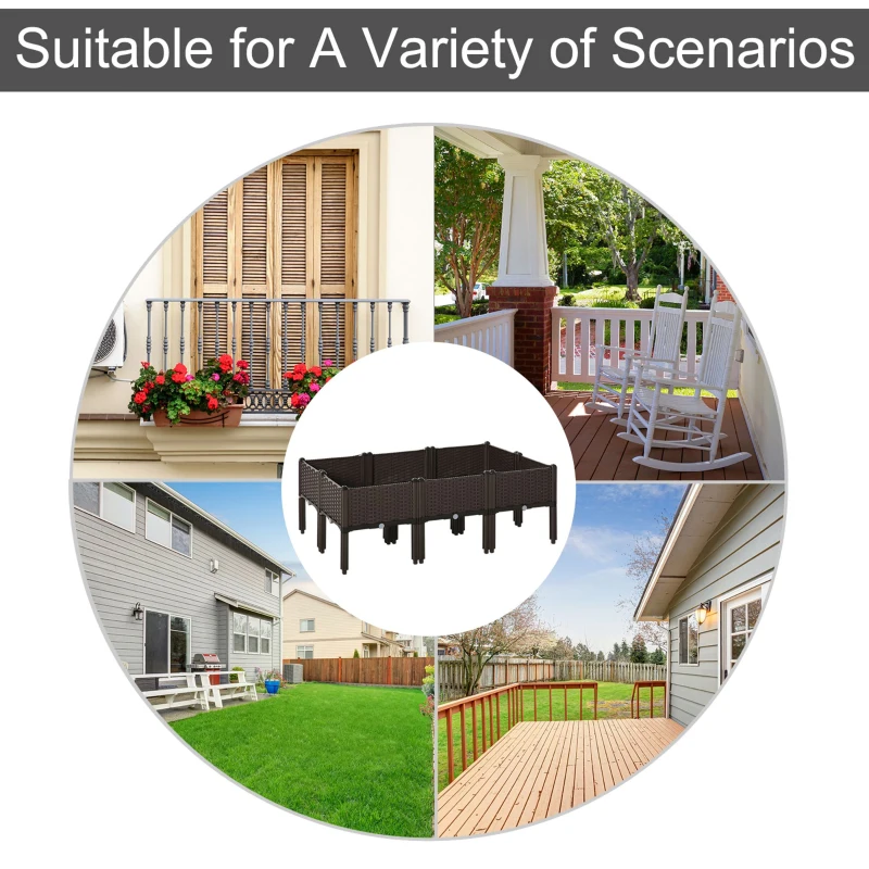 Best Set of 6 26L Garden Raised Bed Elevated Patio Flower Plant Planter Box PP Vegetables Planting Container, Brown - Image 7
