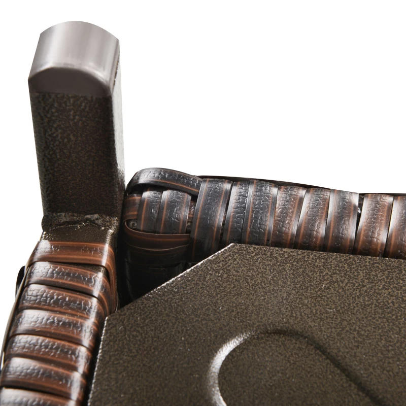 Best Rattan Garden Coffee Table, 55.5 cm Square Wicker Patio Side Coffee Table with 4 cm Umbrella Hole, Metal Bottom and Slatted Top for Outdoor, Balcony, Brown - Image 8