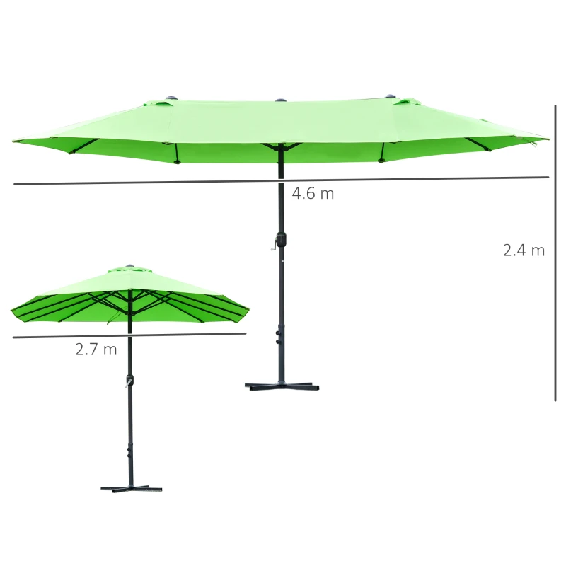 Best 4.6M Sun Umbrella Canopy Double-sided Crank Sun Shade w/ Cross Base Green - Image 3