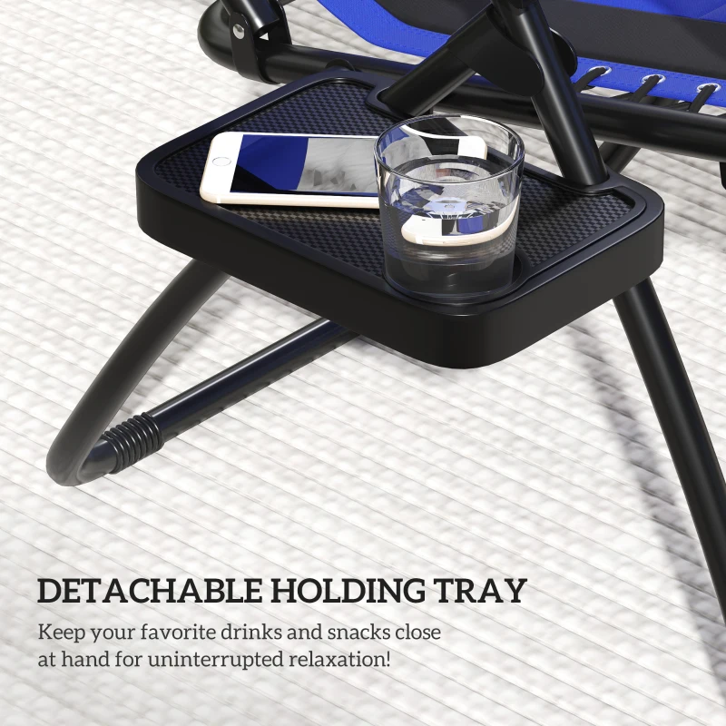 Best Zero Gravity Lounger Chair Set of 2, Folding Reclining Patio Chair with Shade Cover, Cup Holder, Soft Cushion and Headrest for Poolside, Camping, Blue - Image 8