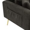 Modern Loveseat with Adjustable Backrest, Gold Legs, Side Storage Pockets, Sherpa Fabric Convertible Sofa Bed, 176L x 64W x 75H cm, Dark Grey - Image 12