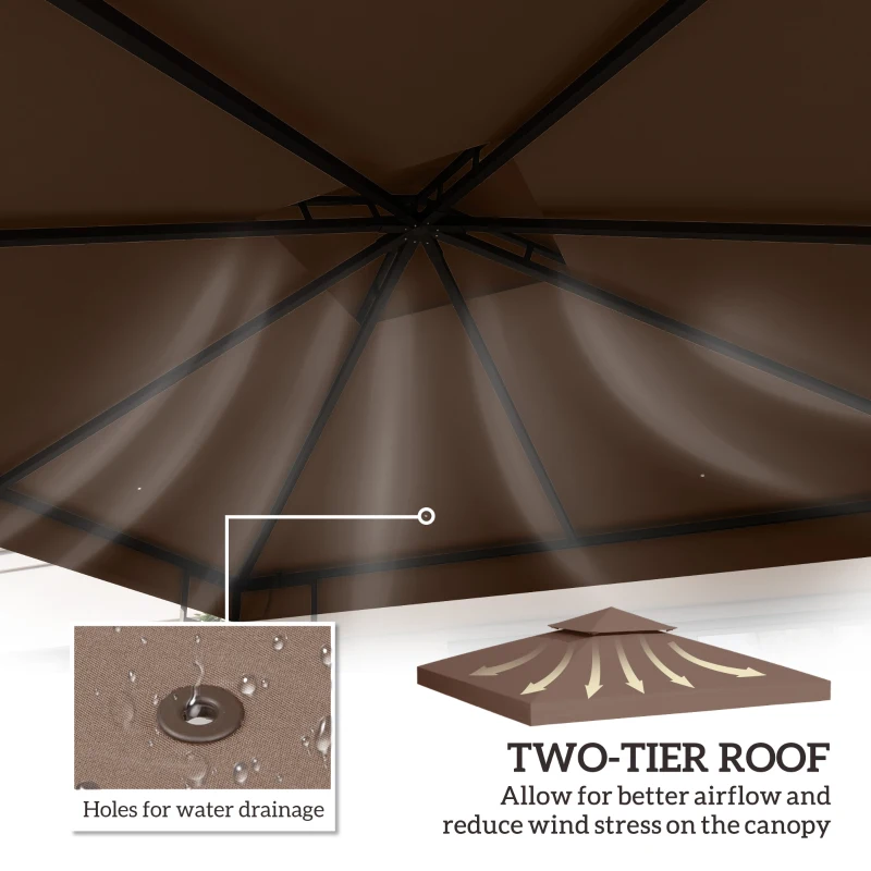 Best 3x3 m Double-Tier Canopy Top Replacement-Coffee - Image 4