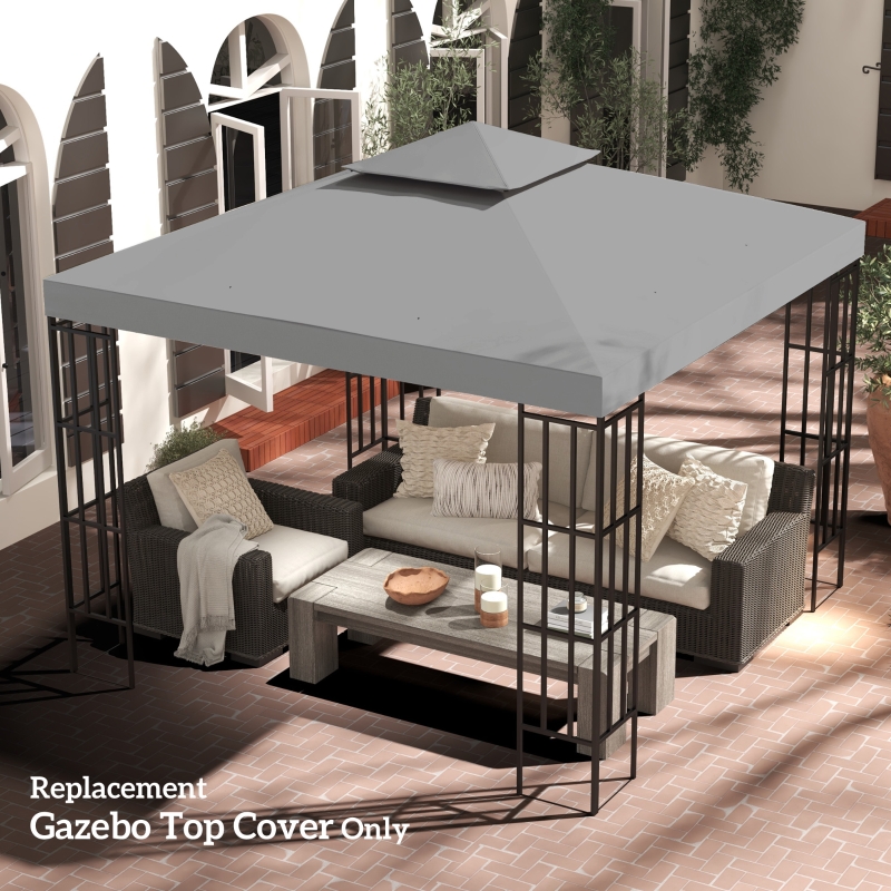 Best 3(m) Gazebo Top Cover Double Tier Canopy Replacement Pavilion Roof Light Grey - Image 10
