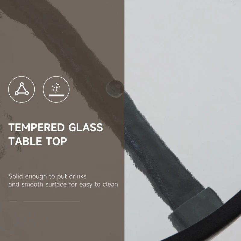 Best 3 Piece Outdoor Bistro Set, Patio Conversation Furniture Set with 2 Folding Backrest Adjustable Armchairs and Glass Top Coffee Table, Brown - Image 6