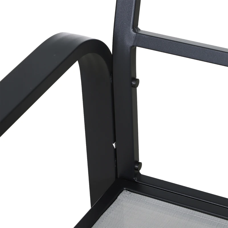 Best 4pcs Garden Sofa Set 2 Single Armchair, 1 Bench & 1 Coffee Table Set Aluminum Frame Patio Furniture with Cushions, Black - Image 8